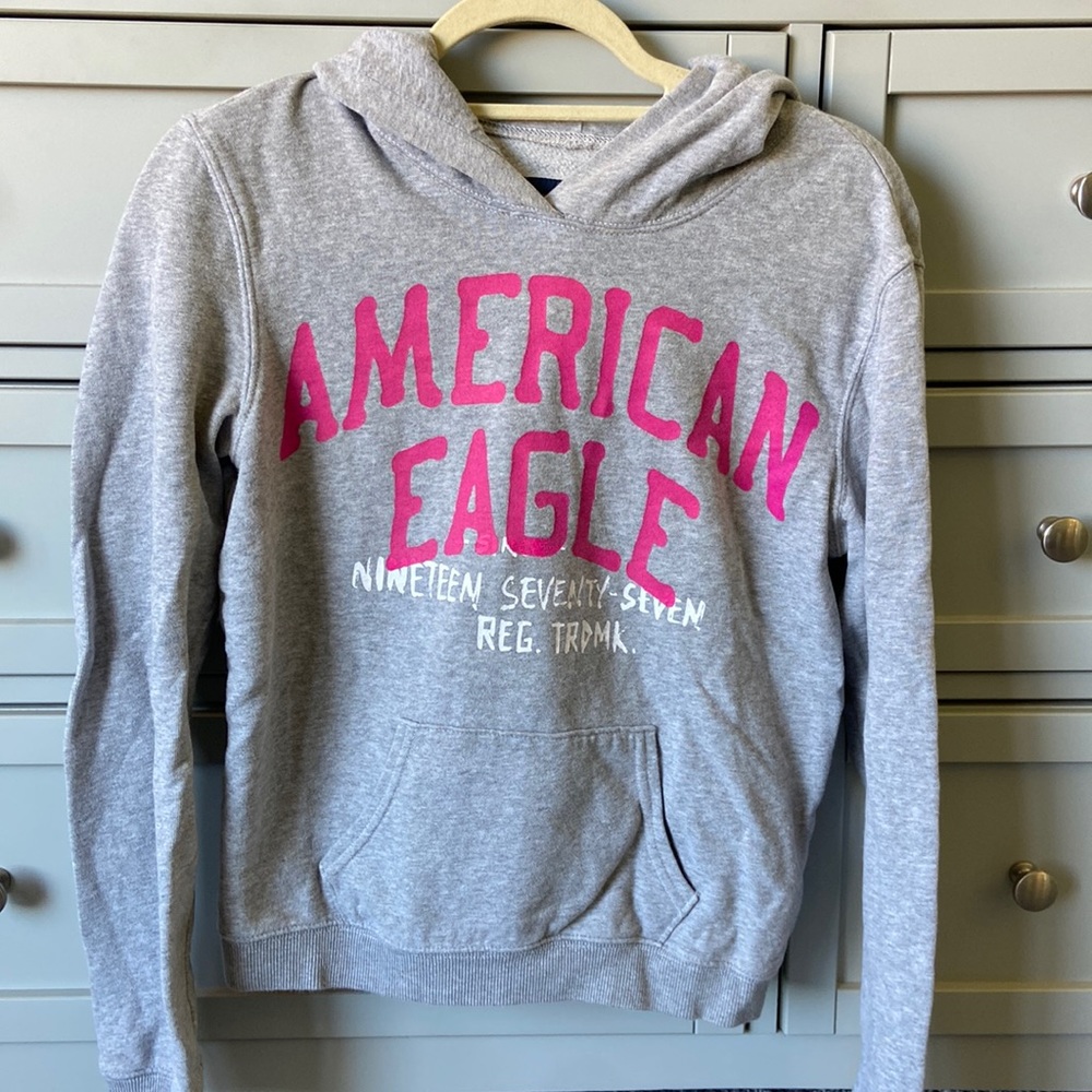 American Eagle Gray Hooded Sweatshirt